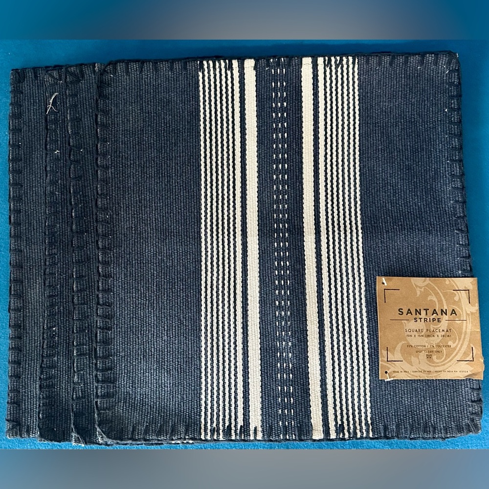 NWT SET OF 4 Santana Stripe square placemats